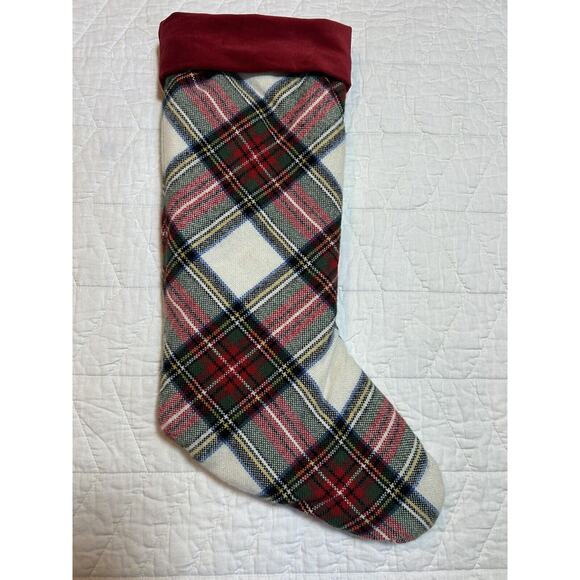 Pottery Barn Other - Pottery Barn STEWART Plaid Christmas Stocking Velvet Cuff